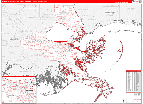 New Orleans-Metairie Metro Area Wall Map